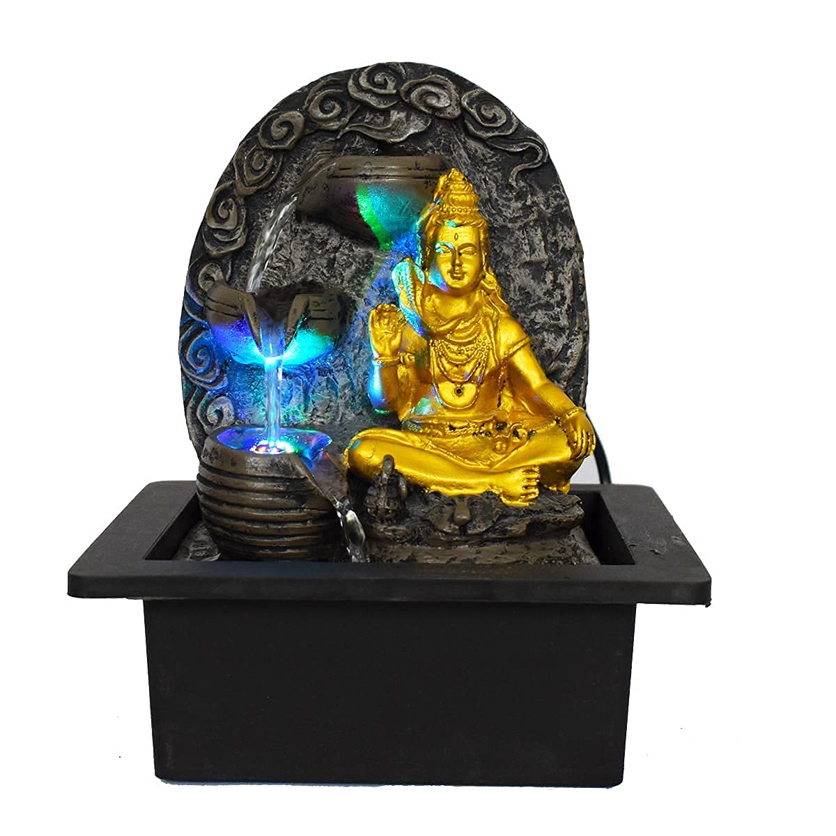 Shiv Waterfall Fountain Indoor Home Decor Polyresin Indoor/Outdoor Water Fountains with LED Lights, Home Decor, Decor Living Room, Birthday Gift