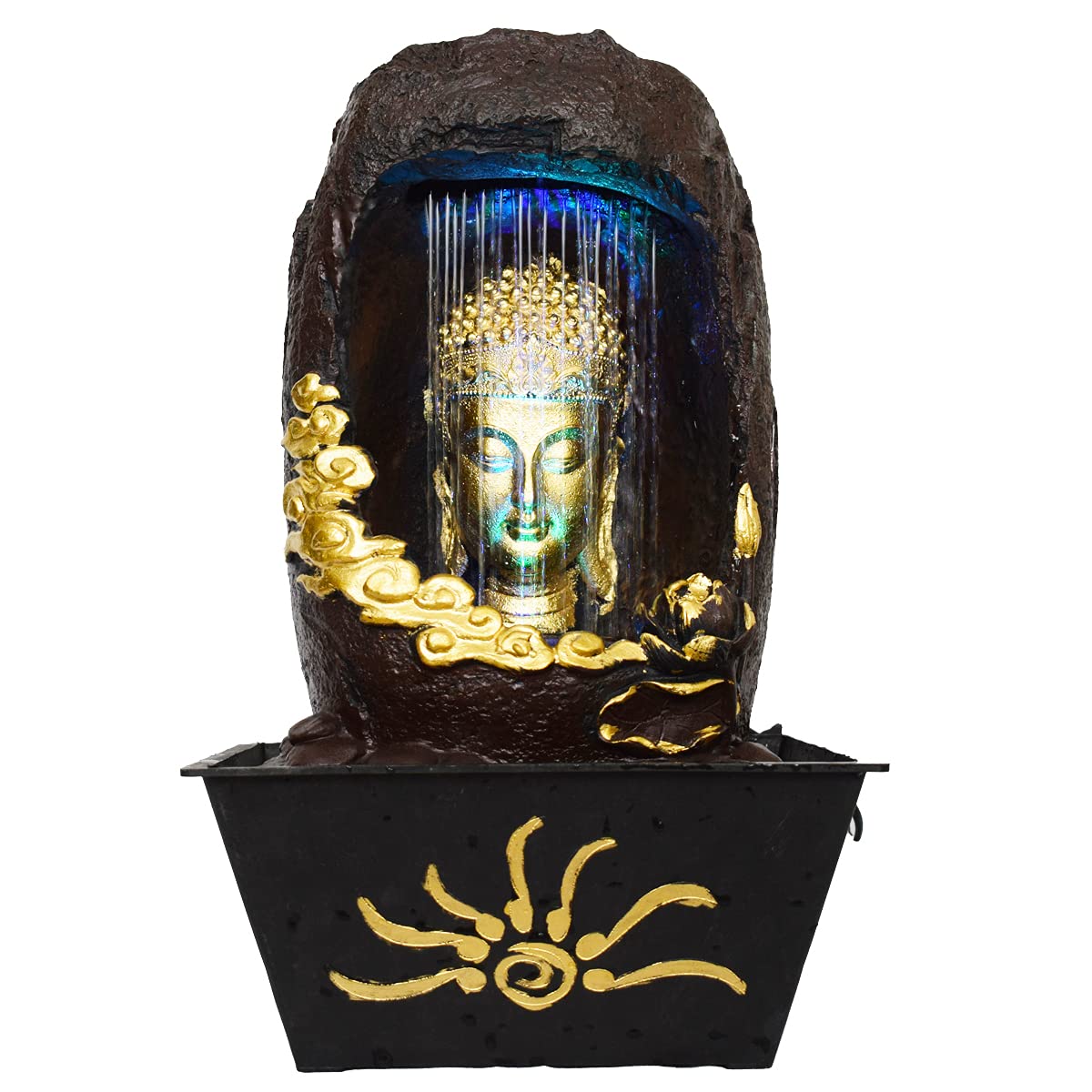 Buddha Waterfall Fountain Indoor Home Decor Polyresin Indoor/Outdoor Water Fountains with LED Lights, Home Decor, Decor Living Room, Birthday Gift
